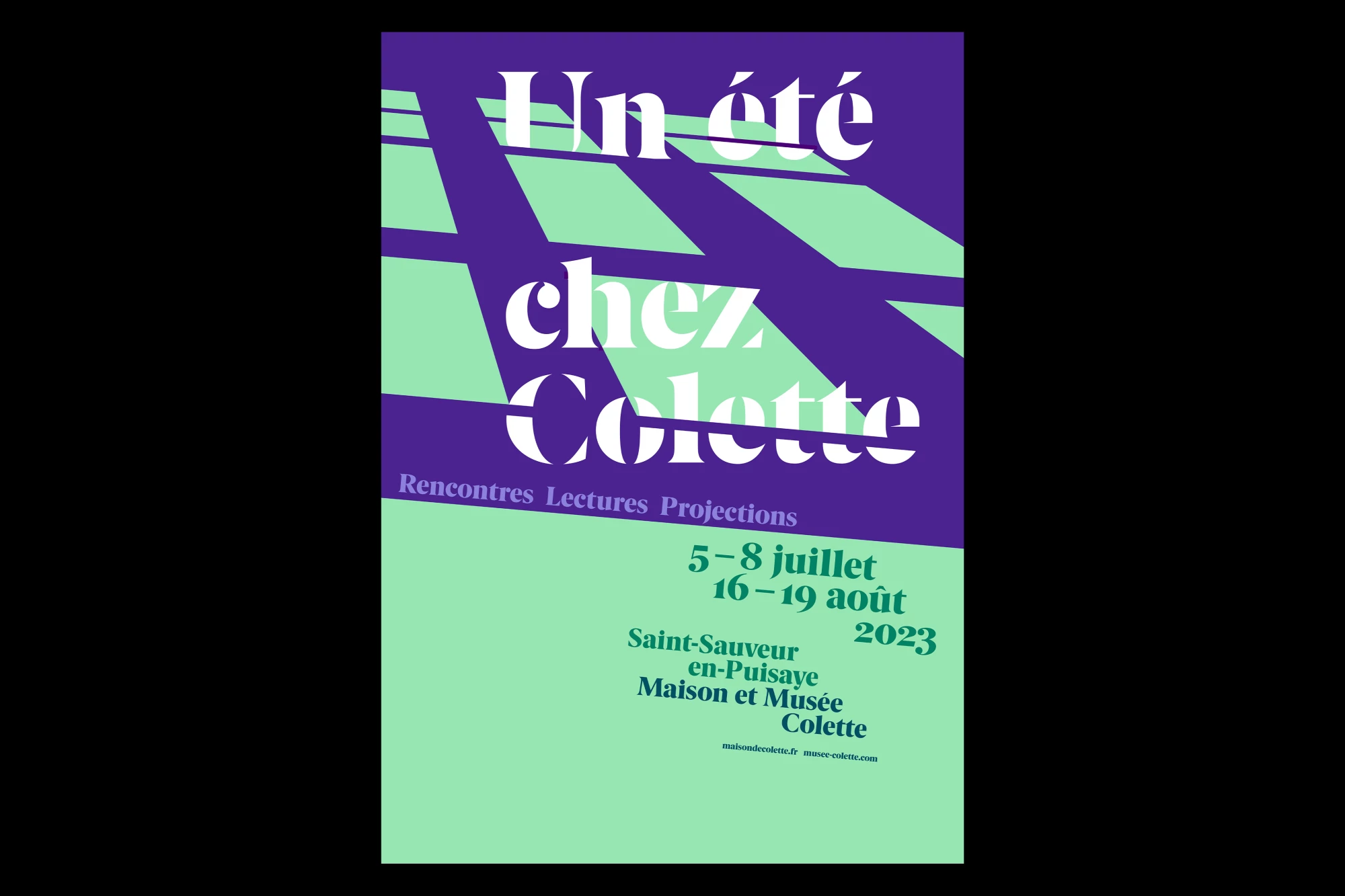 Léo Grunstein - Festival Un été chez Colette, 2023, Maison de Colette, Affiche, Identité, Édition, 2023