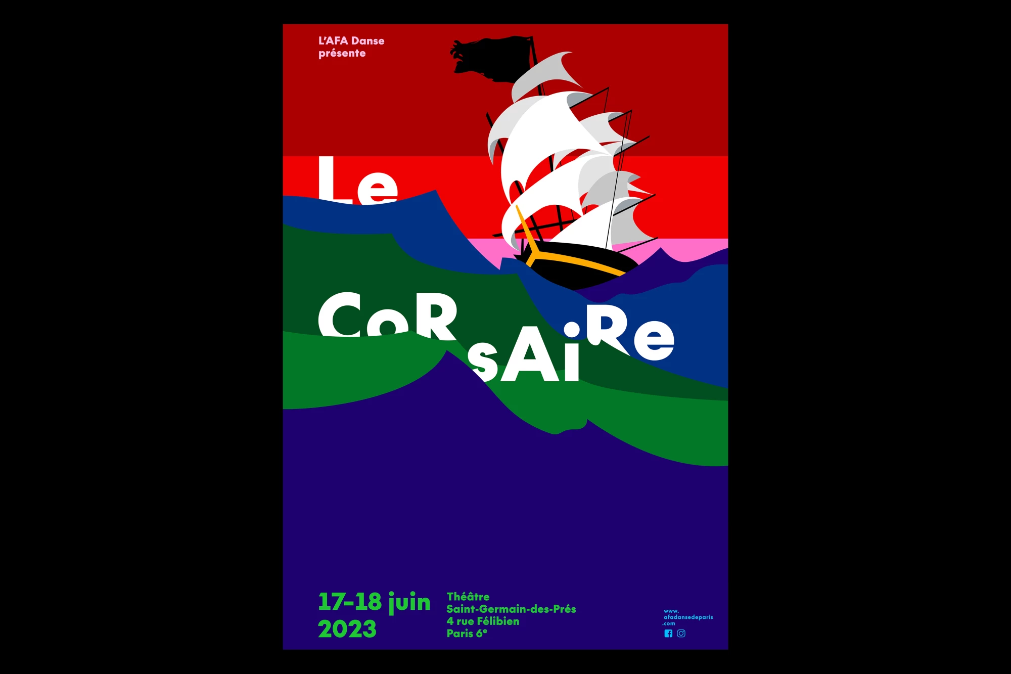 Léo Grunstein - Le Corsaire, Académie franco-américaine de danse de Paris, Affiche, 2023